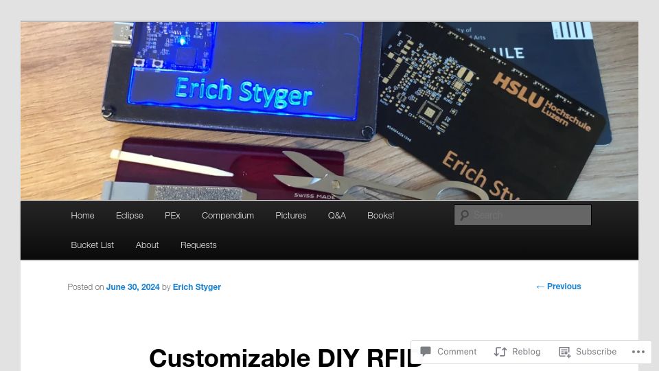 Screenshot of mcuoneclipse.com: DIY RFID Business Card and Badge Holder with Victorinox Swiss Army Knife Tools