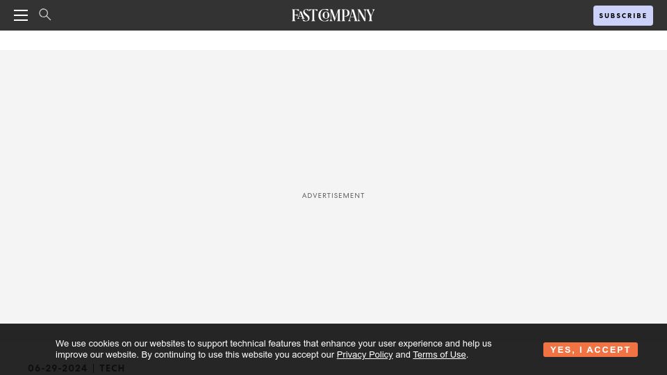 Screenshot of fastcompany.com: About Passkey – the password-free tech Apple is betting on