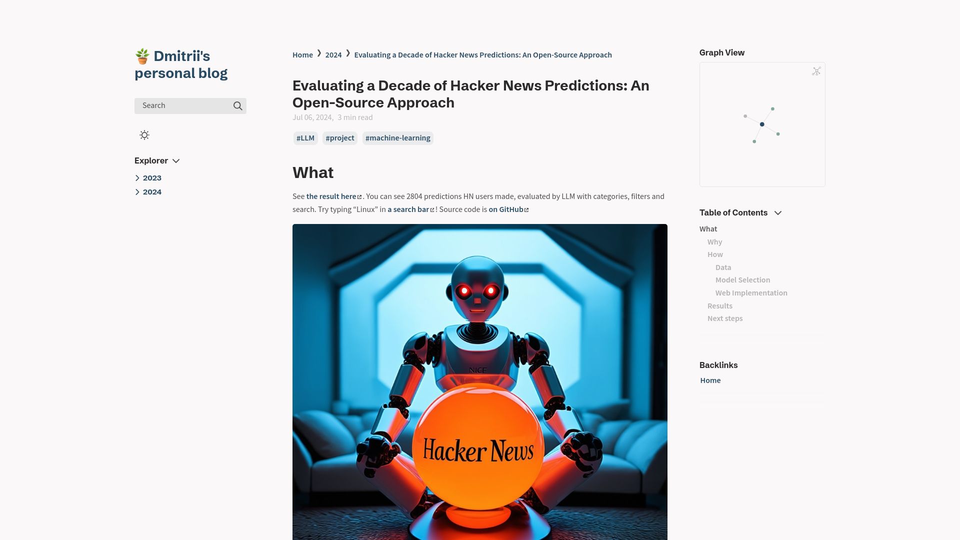 Screenshot of eamag.me: Evaluating a Decade of Hacker News Predictions: An Open-Source Approach