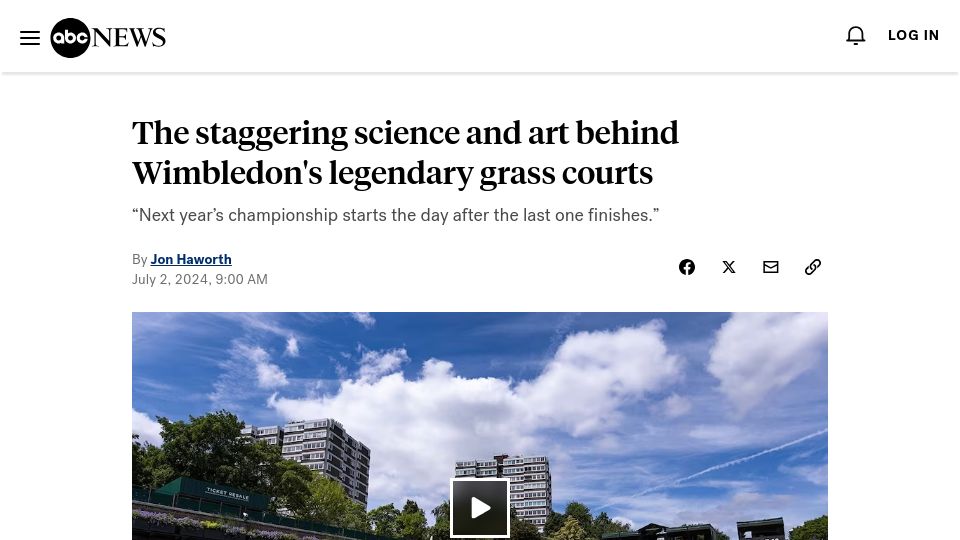 Screenshot of abcnews.go.com: The staggering science and art behind Wimbledon's legendary grass courts