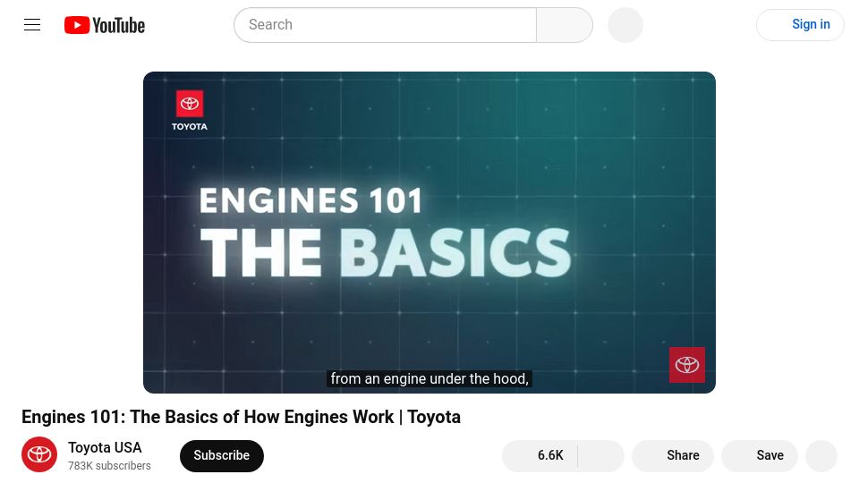 Screenshot of youtube.com: The Basics of How Engines Work (2021) [video]