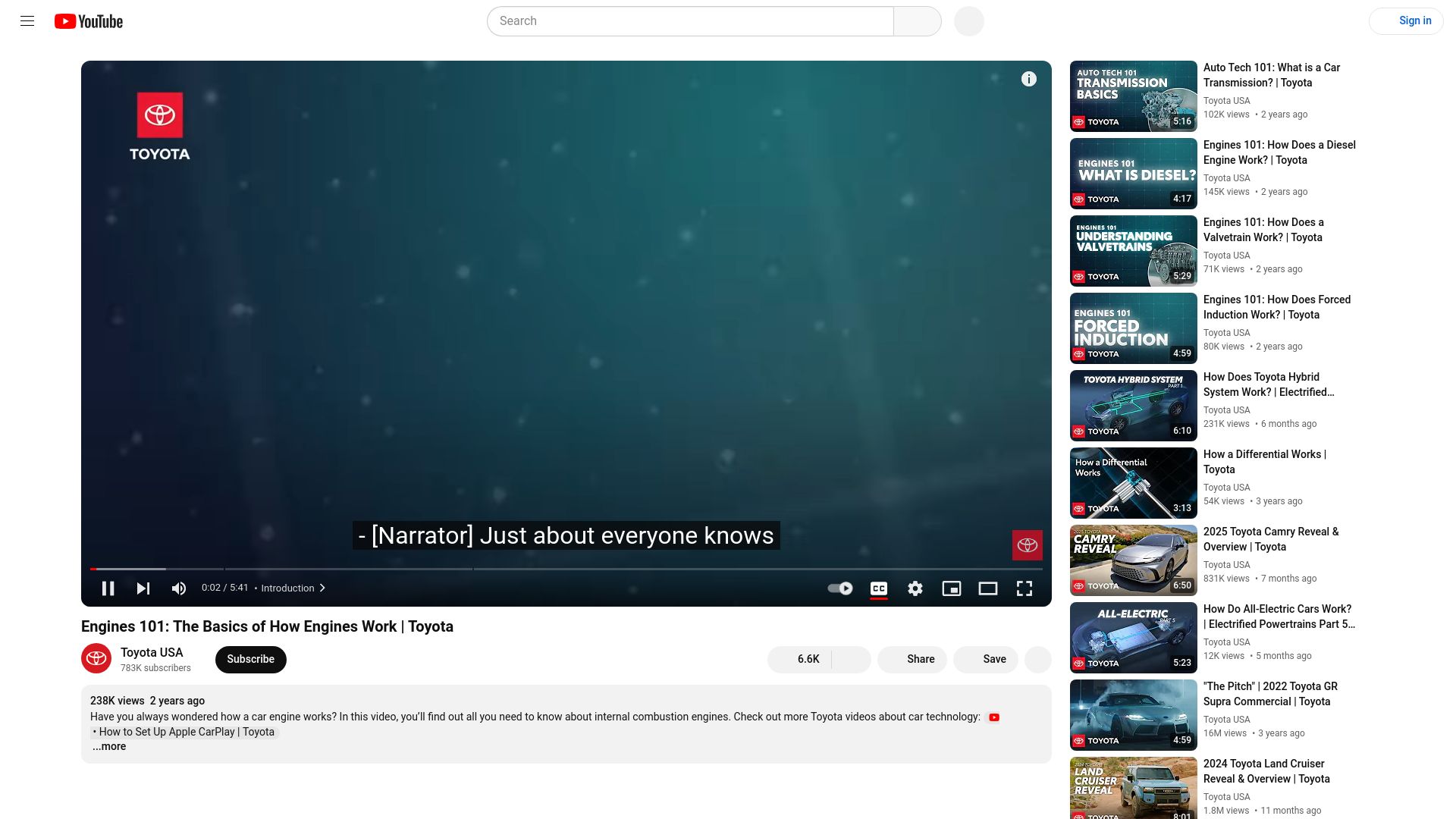 Screenshot of youtube.com: The Basics of How Engines Work (2021) [video]
