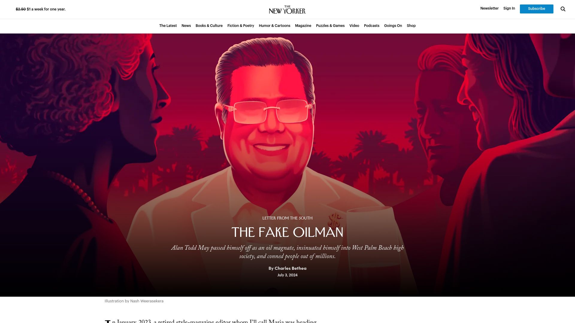 Screenshot of newyorker.com: The Fake Oilman Who Conned People Out of Millions