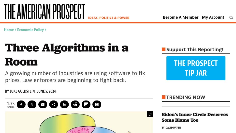 Screenshot of prospect.org: Three Algorithms in a Room