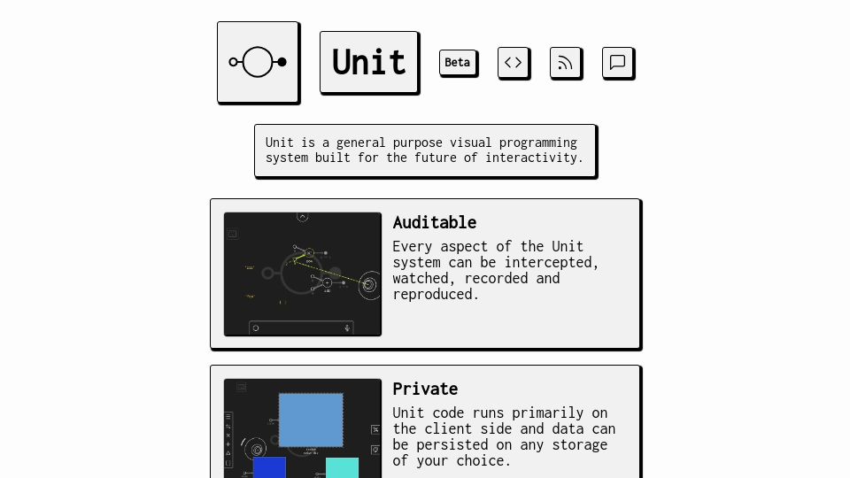Screenshot of unit.software: Unit is a general purpose visual programming system