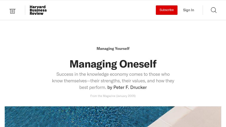 Screenshot of hbr.org: Managing Oneself (2005)