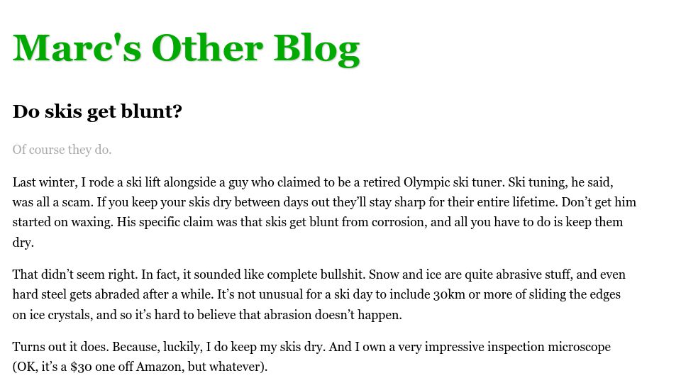 Screenshot of brooker.co.za: Do Skis Get Blunt?