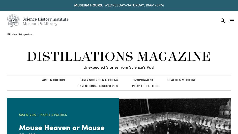 Screenshot of sciencehistory.org: Mouse Heaven or Mouse Hell? (2022)
