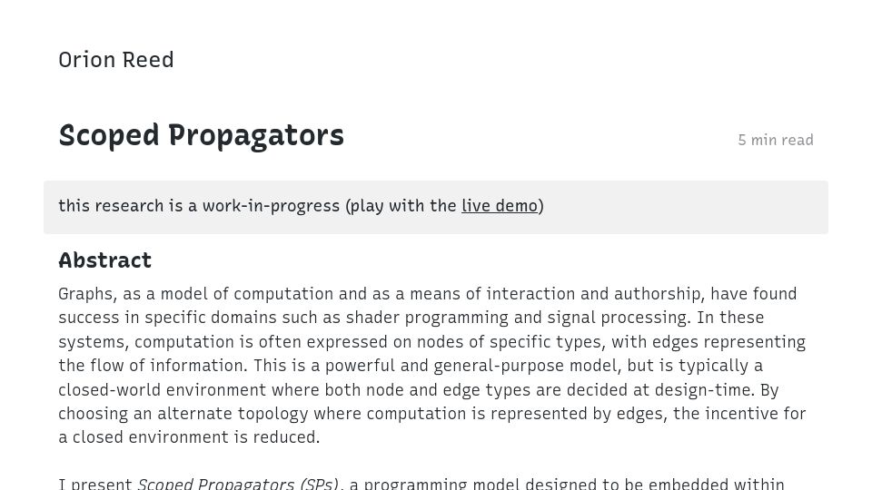 Screenshot of orionreed.com: Scoped Propagators