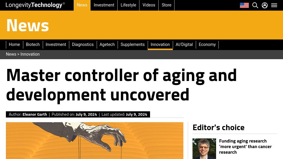 Screenshot of longevity.technology: New insights into transcription factors and chromatin remodeling