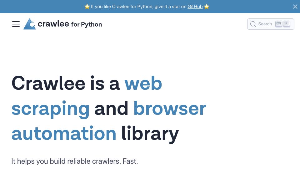 Screenshot of crawlee.dev: Show HN: Crawlee for Python – a web scraping and browser automation library