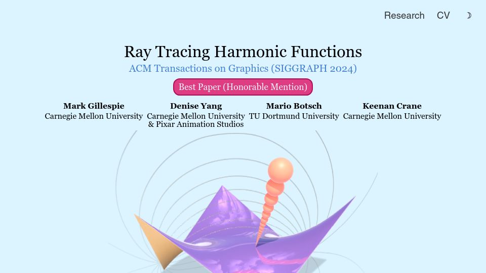 Screenshot of markjgillespie.com: Ray Tracing Harmonic Functions