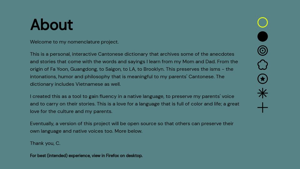 Screenshot of nomenclature.ctang.art: Show HN: Personal Interactive Cantonese Dictionary