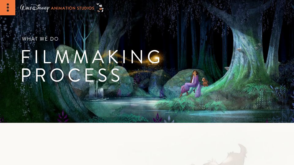 Screenshot of disneyanimation.com: Animated Film Making Process