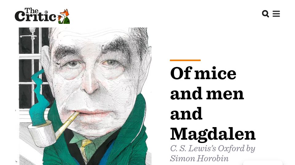 Screenshot of thecritic.co.uk: Of mice and men and Magdalen: C. S. Lewis’s Oxford