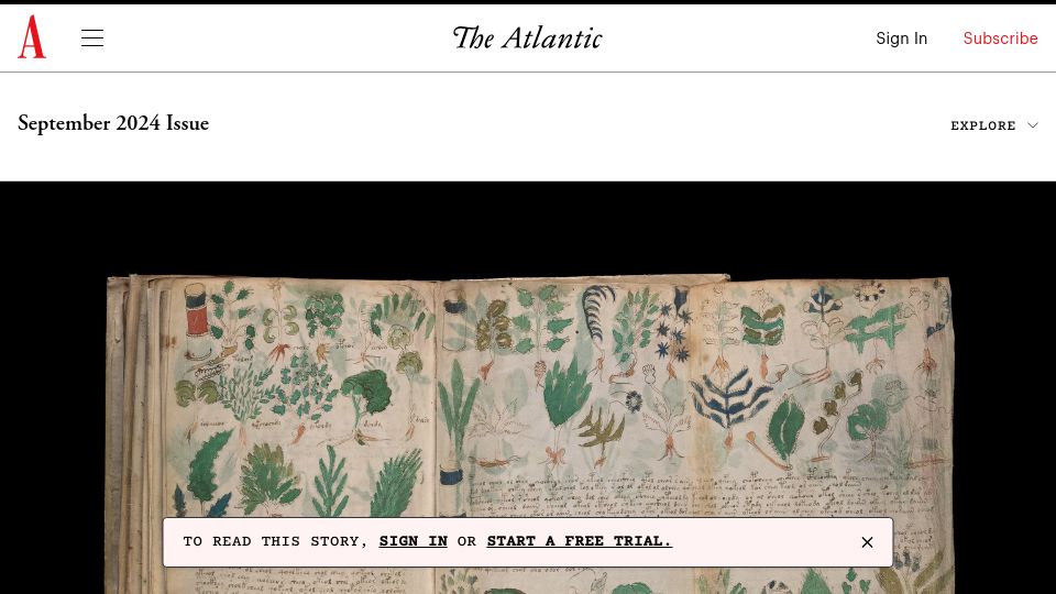 Screenshot of theatlantic.com: Another Look at the Voynich Manuscript