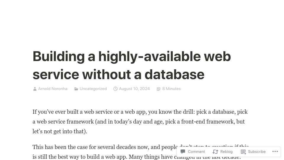 Screenshot of blog.screenshotbot.io: Building a highly-available web service without a database