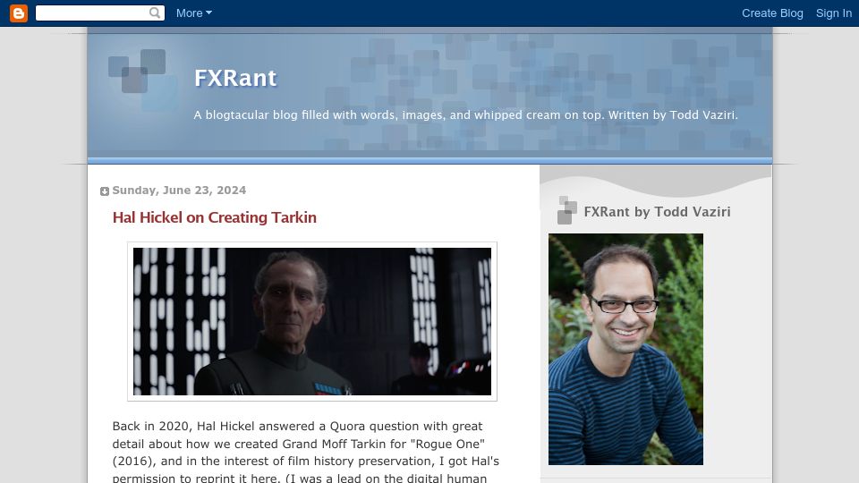 Screenshot of fxrant.blogspot.com: Hal Hickel on Creating Tarkin for Rogue One