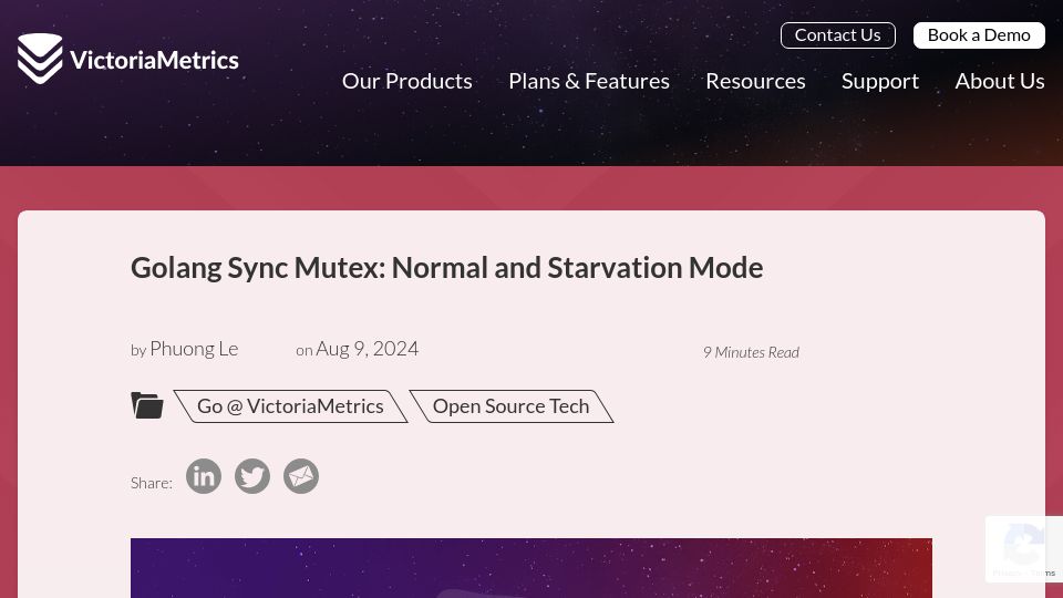 Screenshot of victoriametrics.com: Golang Sync Mutex: Normal and Starvation Mode