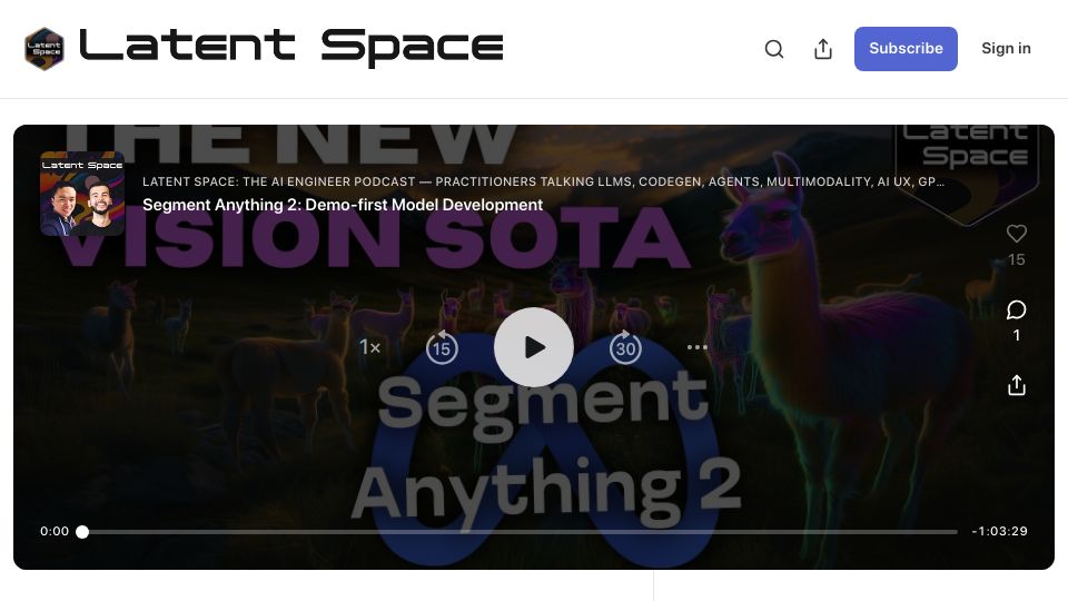 Screenshot of latent.space: Segment Anything 2: Demo-First Model Development