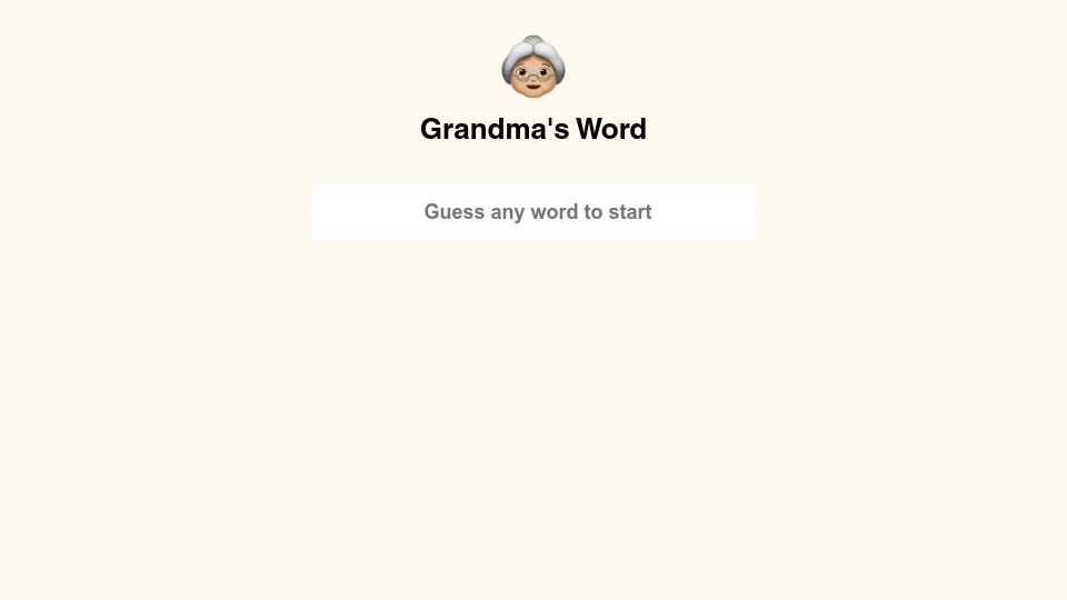 Screenshot of grandmasword.com: Show HN: My 70 year old grandma is learning to code and made a word game