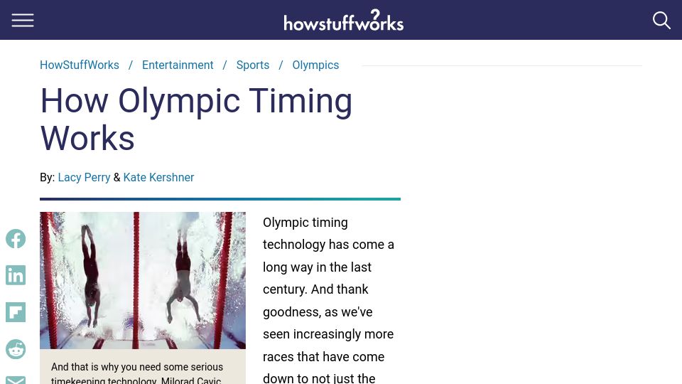 Screenshot of entertainment.howstuffworks.com: How Olympic Timing Works