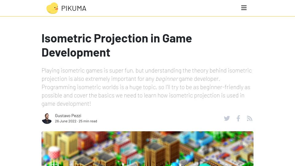 Screenshot of pikuma.com: Isometric Projection in Game Development