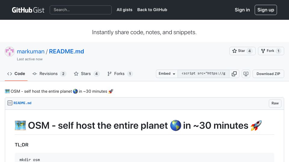 Screenshot of github.com: Show HN: Simple Mbtiles Server – Self-host the entire planet of OpenStreetMaps