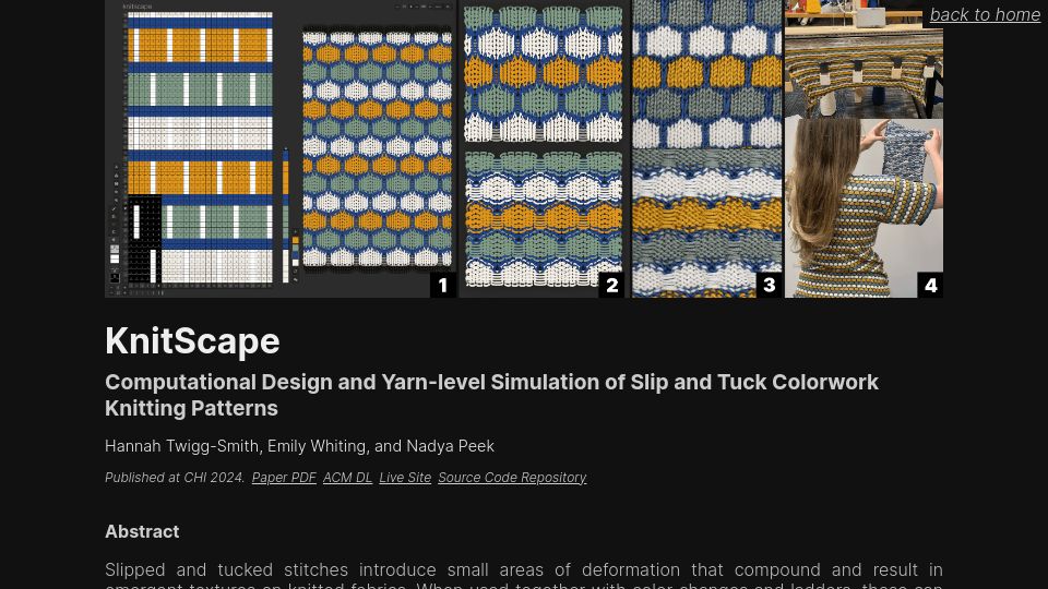 Screenshot of depts.washington.edu: KnitScape