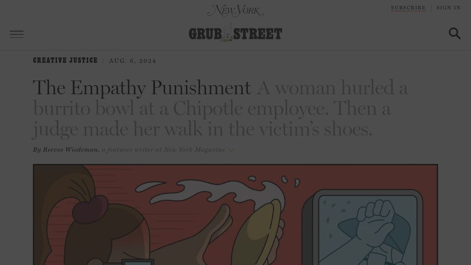 Screenshot of grubstreet.com: The Empathy Punishment
