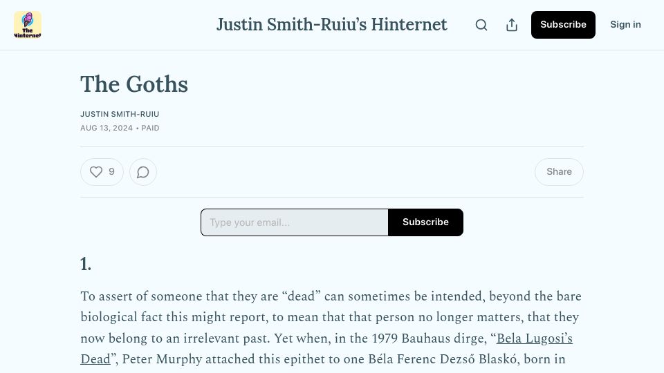 Screenshot of the-hinternet.com: The Goths