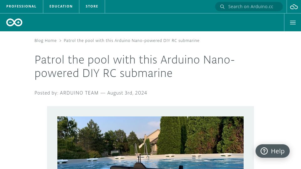 Screenshot of instructables.com: Patrol the pool with this Arduino Nano-powered DIY RC submarine