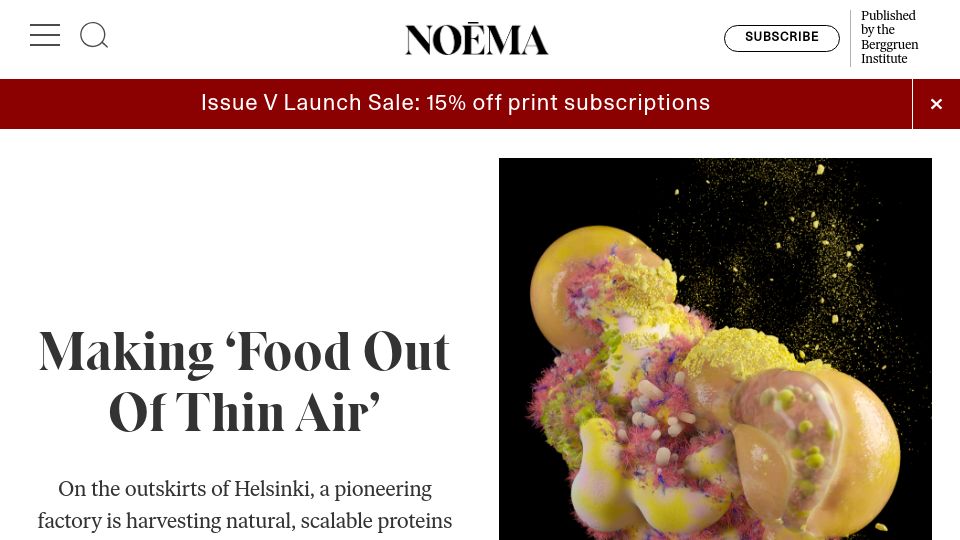 Screenshot of noemamag.com: Making 'food out of thin air'