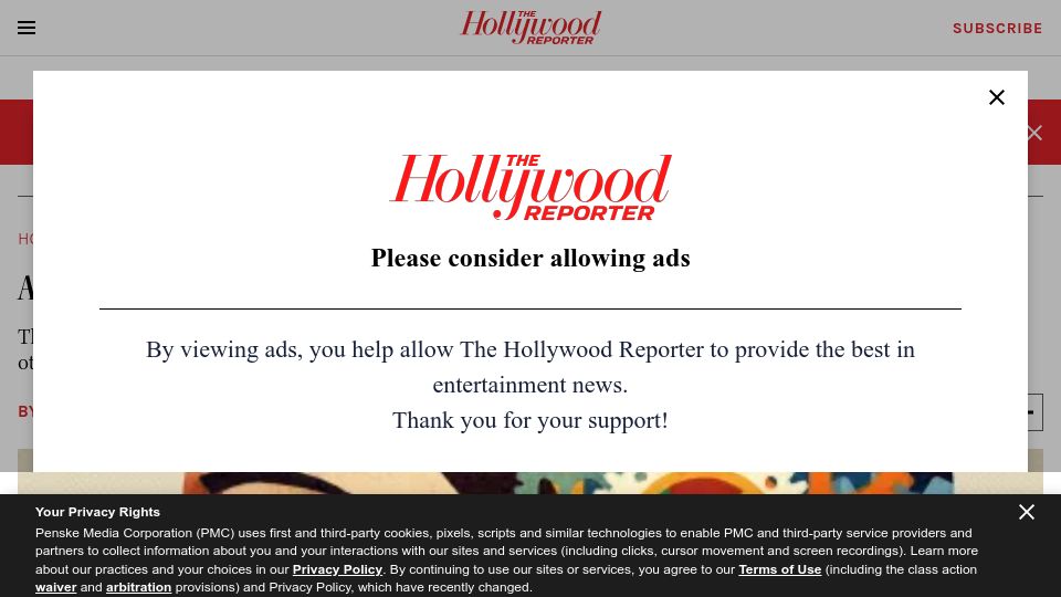 Screenshot of hollywoodreporter.com: Artists Score Major Win in Copyright Case Against AI Art Generators