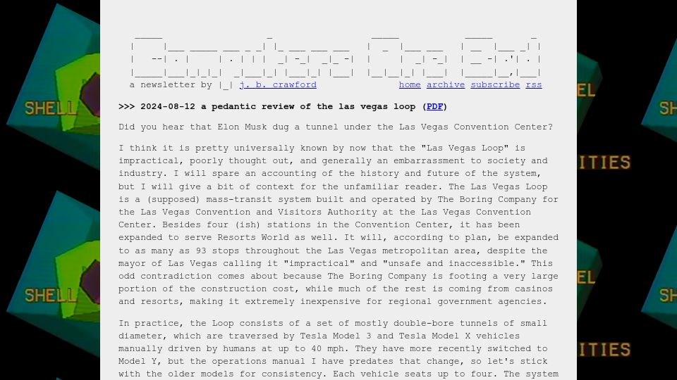 Screenshot of computer.rip: A pedantic review of the Las Vegas loop