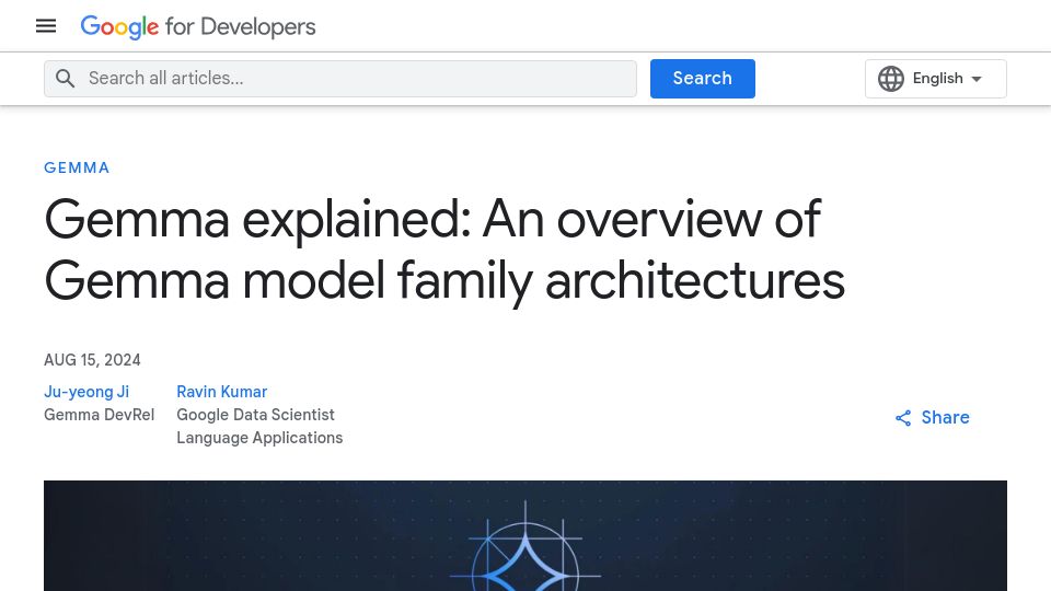 Screenshot of developers.googleblog.com: Gemma explained: An overview of Gemma model family architectures