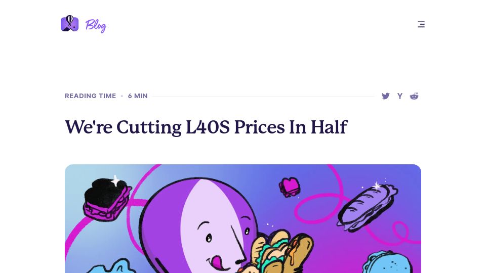 Screenshot of fly.io: We're Cutting L40S Prices in Half
