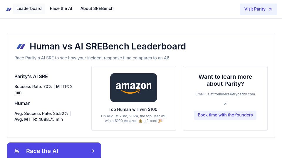 Screenshot of sreben.ch: SREBench Competition