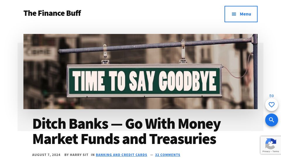 Screenshot of thefinancebuff.com: Ditch banks – Go with money market funds and treasuries