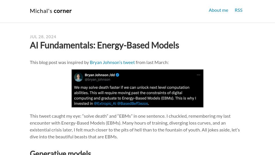 Screenshot of mpmisko.github.io: Fun times with energy-based models