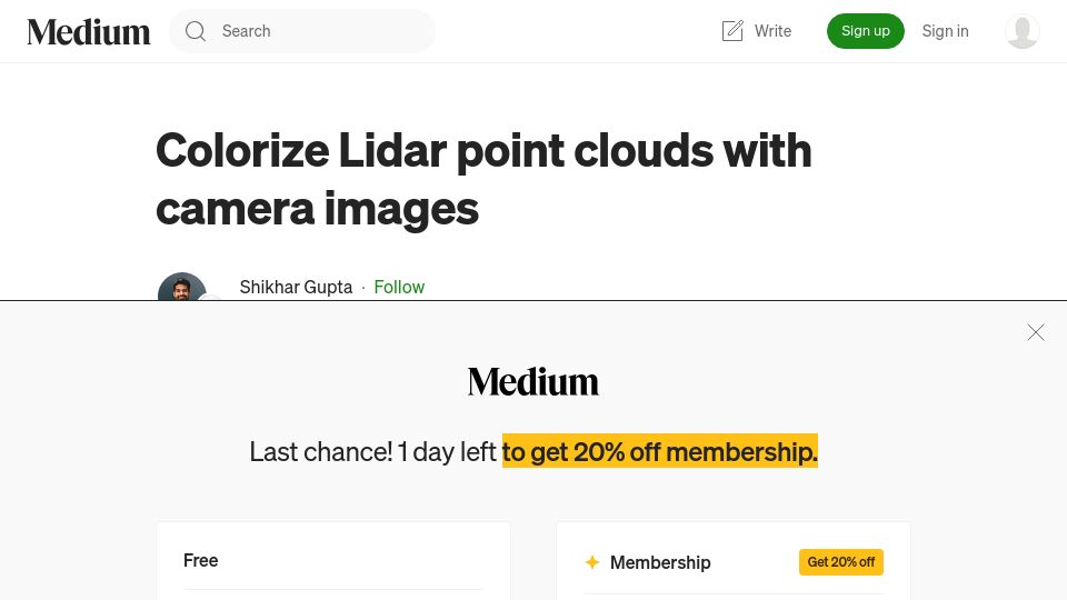 Screenshot of medium.com: Colorize Lidar point clouds with camera images