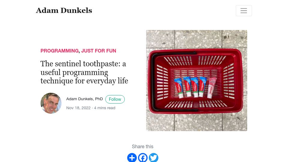 Screenshot of dunkels.com: Toothpaste Null-Terminator