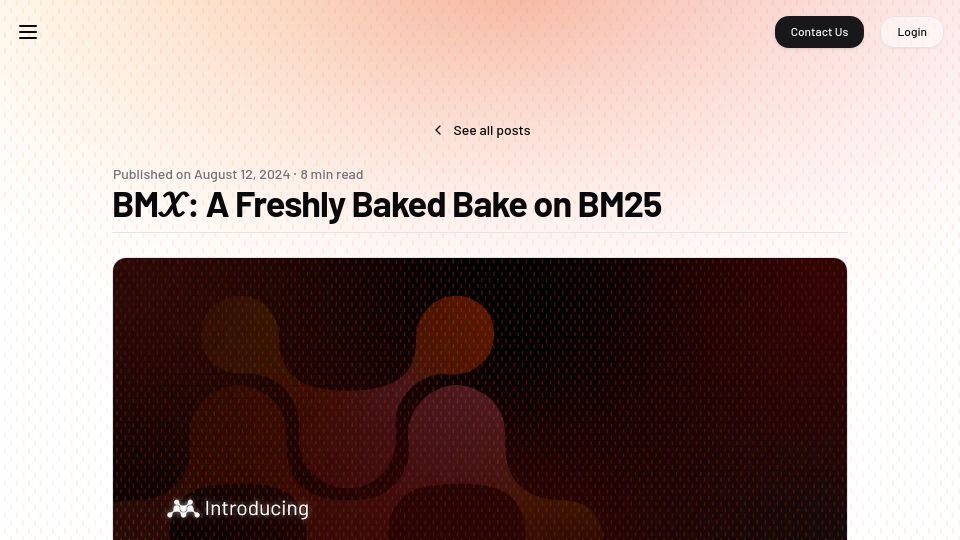 Screenshot of mixedbread.ai: BMX: A Freshly Baked Take on BM25