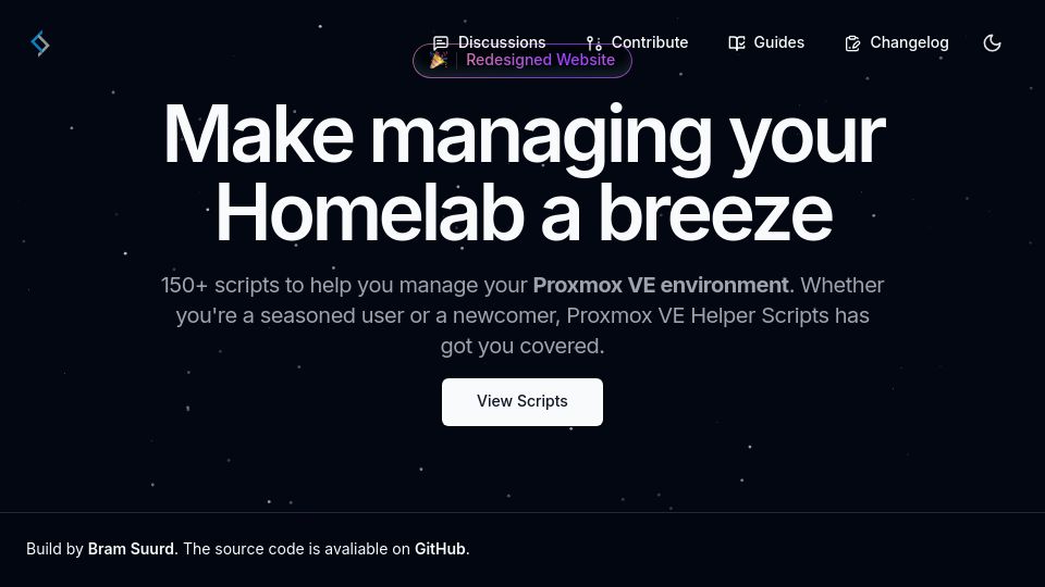 Screenshot of proxmox-helper-scripts.vercel.app: Show HN: Proxmox VE Helper Scripts: Make managing your homelab a breeze