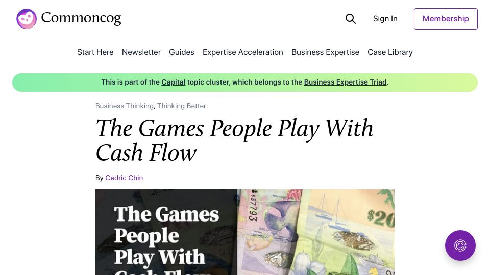 Screenshot of commoncog.com: Games People Play with Cash Flow (2020)