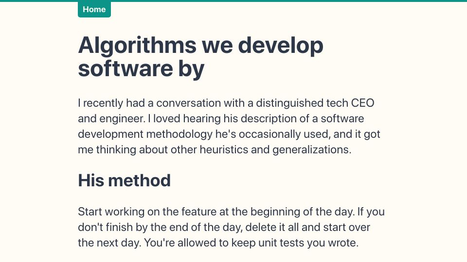 Screenshot of grantslatton.com: Algorithms we develop software by