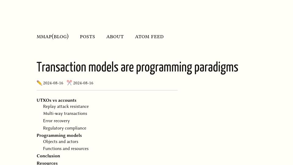 Screenshot of mmapped.blog: Transaction models are programming paradigms