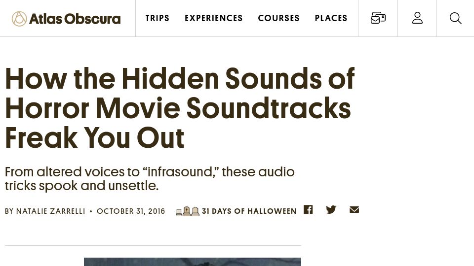 Screenshot of atlasobscura.com: How the Hidden Sounds of Horror Movie Soundtracks Freak You Out (2016)