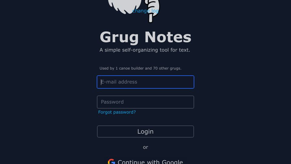 Screenshot of grugnotes.com: Show HN: Grug Notes, a simple take on text notes