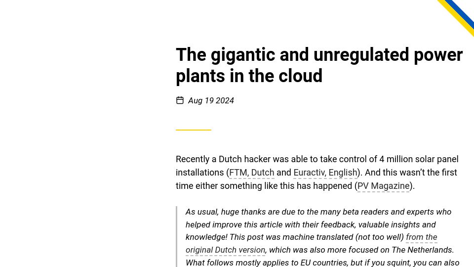 Screenshot of berthub.eu: The gigantic and unregulated power plants in the cloud